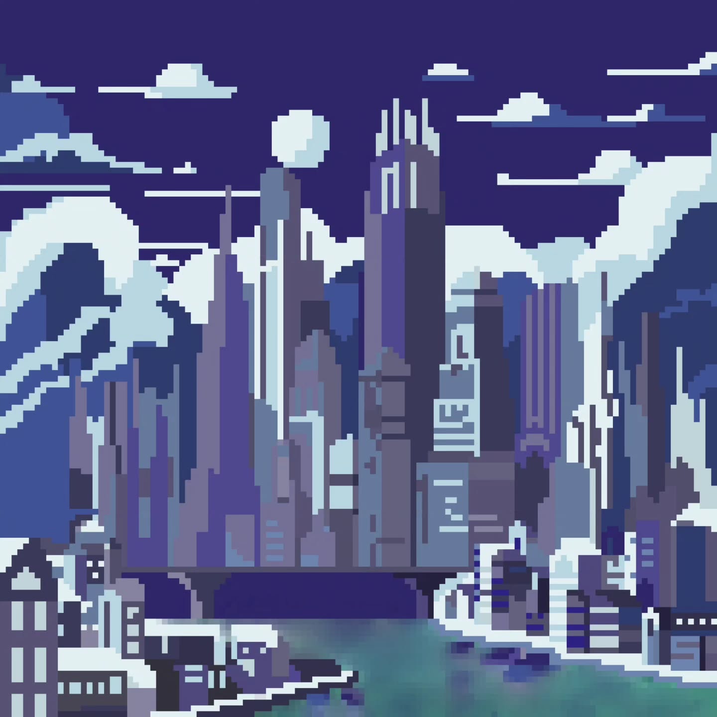 Snow-capped Futuristic City