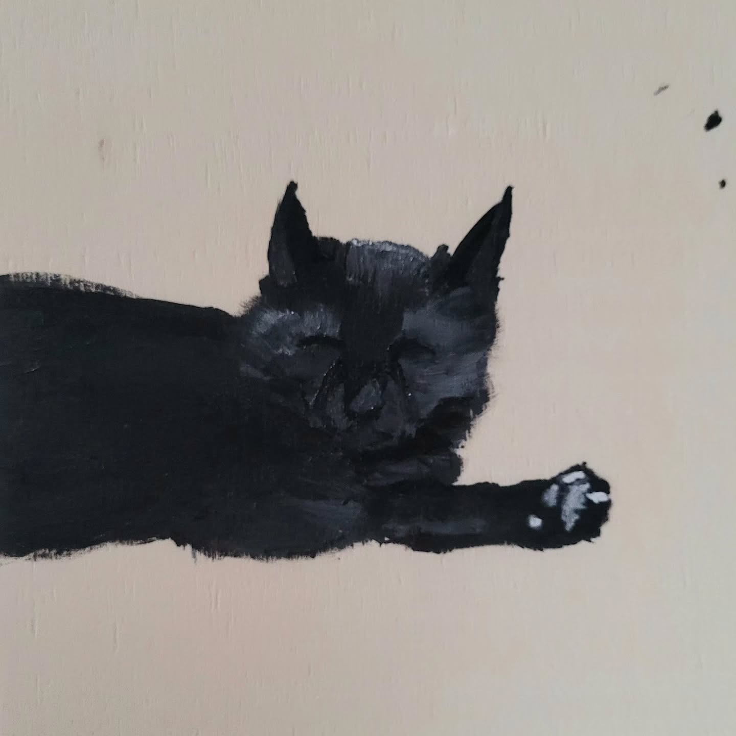 Black cat lounging